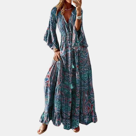 Elegant Long Bohemian Maxi Dress for Women, Flattering Fit, Comfortable Summer and Formal Dress, Multiple Colors and Sizes Available-1
