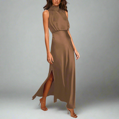 Variant image for Elegant Women's Maxi Dress with Bare Back and Side Slot, Full-Length Silk Formal Dress for Special Occasions-25