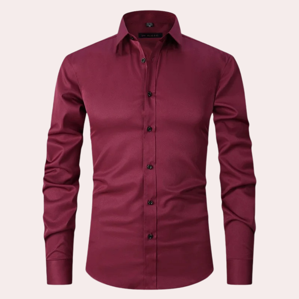 Men's Stretch Dress Shirt, Breathable Wrinkle-Resistant Fabric, Moisture-Wicking, Regular Fit, Multiple Colors Available-1