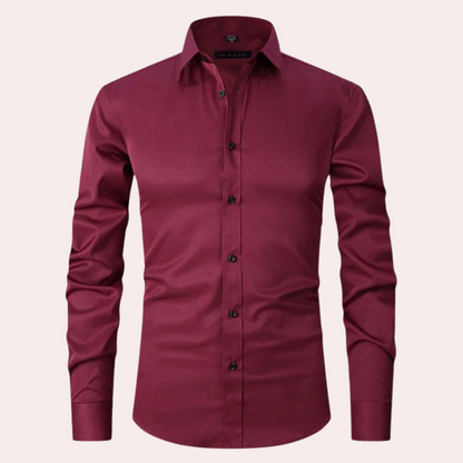 Men's Stretch Dress Shirt, Breathable Wrinkle-Resistant Fabric, Moisture-Wicking, Regular Fit, Multiple Colors Available-1