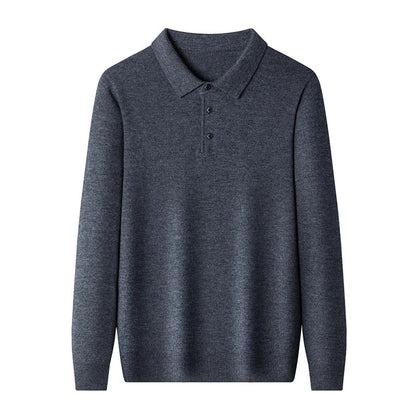 Soft Classic Men's Polo Sweater - Long Sleeve Knit, Casual