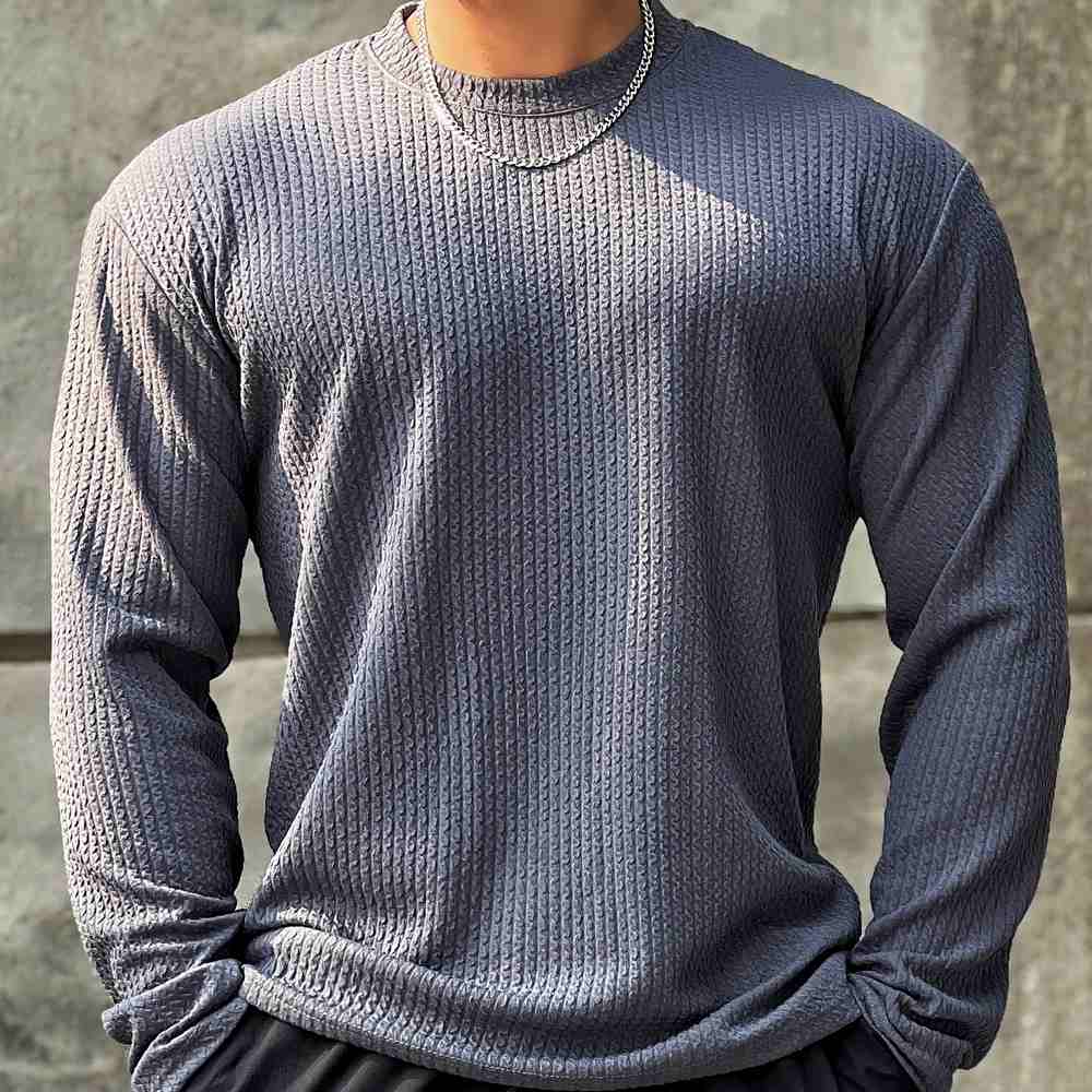 Moisture-Wicking Men Fitness Pullover - Body-Hugging Rib