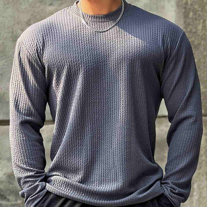 Moisture-Wicking Men Fitness Pullover - Body-Hugging Rib