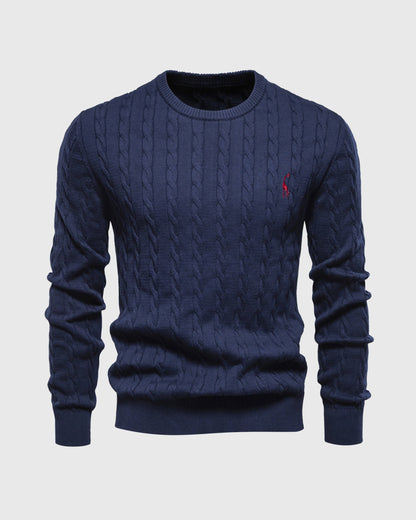 Soft Timeless Men's Cable Knit Sweater - Crewneck, Cotton