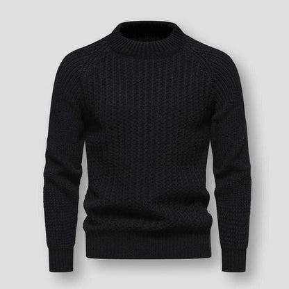 Warm Men's Waffle Knit Sweater - Crewneck, Wool, Winter