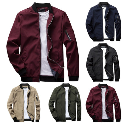 Lightweight Mens Bomber Jacket - Waist Length, Cotton Blend