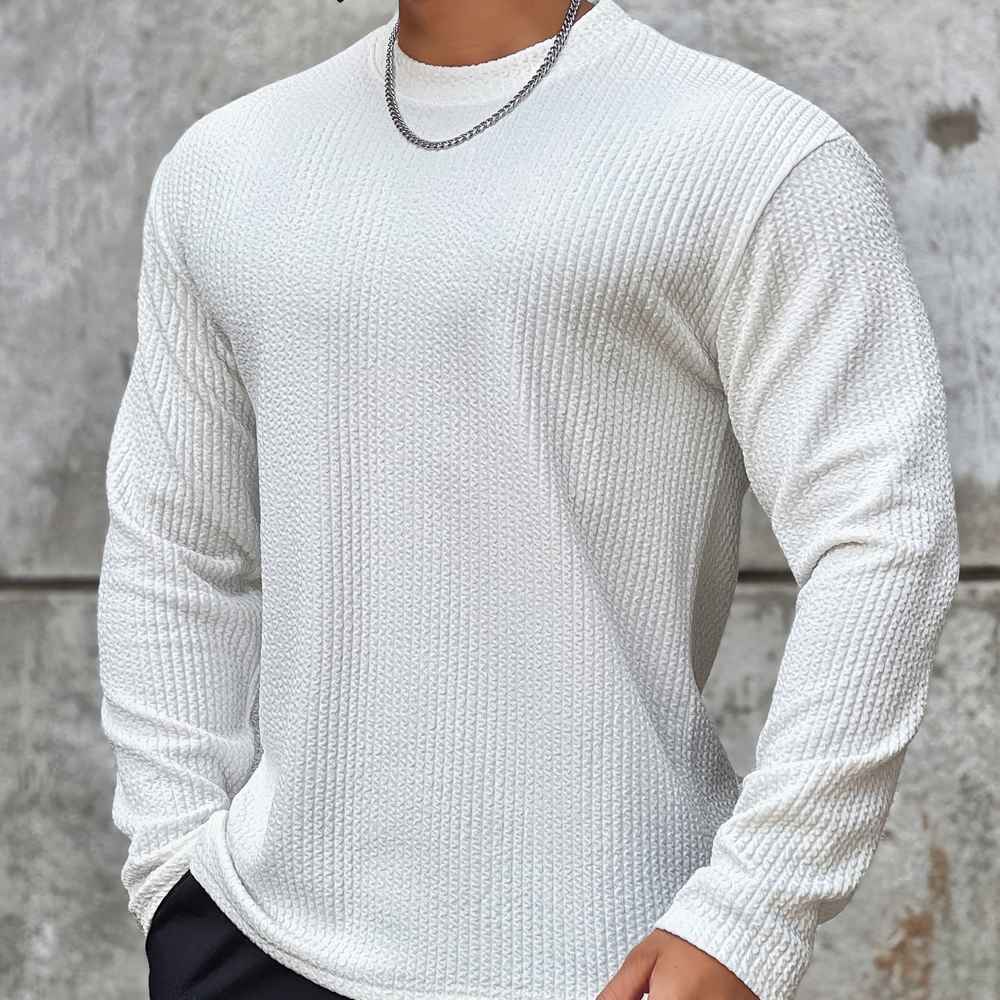 Moisture-Wicking Men Fitness Pullover - Body-Hugging Rib