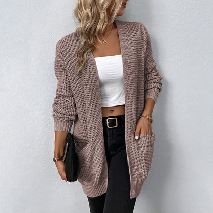 Warm Cozy Women’s Cardigan - Open Long Chunky Knit, Casual