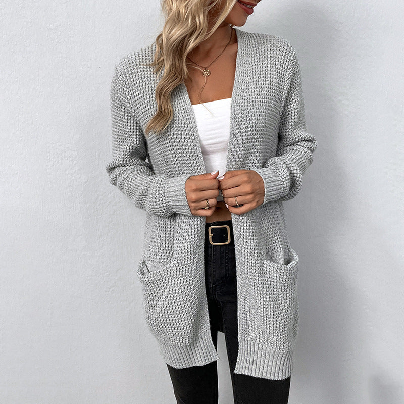 Warm Cozy Women’s Cardigan - Open Long Chunky Knit, Casual