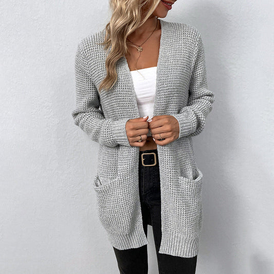 Warm Cozy Women’s Cardigan - Open Long Chunky Knit, Casual