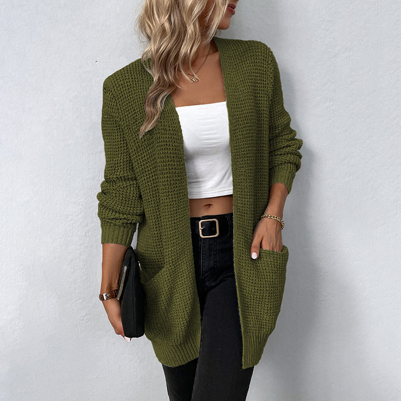 Warm Cozy Women’s Cardigan - Open Long Chunky Knit, Casual