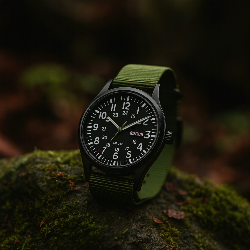 Men’s Everyday & Outdoor Watch – Rugged Waterproof Design, Stainless Steel Case – Green Black