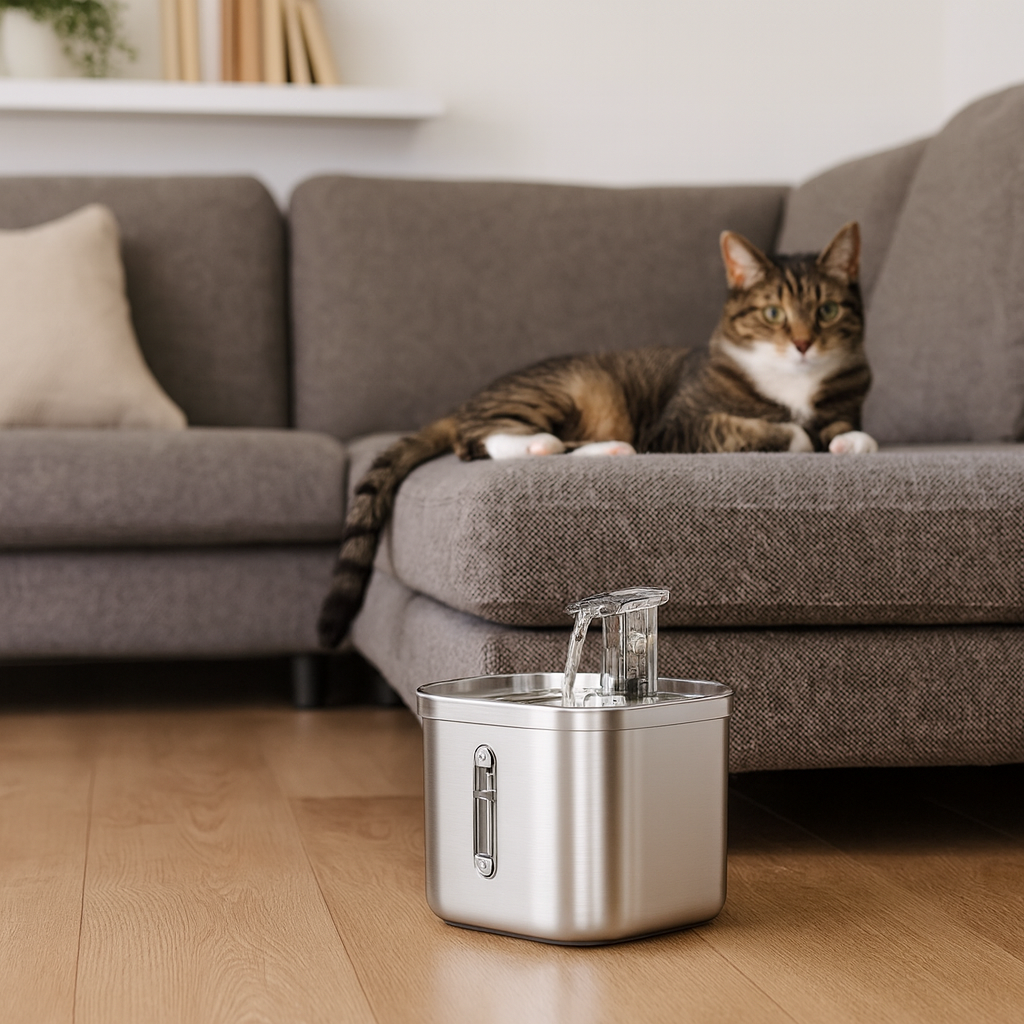 Stainless Steel Automatic Pet Water Dispenser with Intelligent Filtration for Cats and Dogs