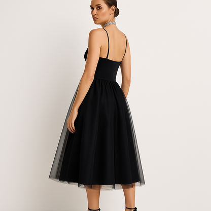 Mesh spaghetti stropper sweetheart prom kjole til homecoming fest, elegant aftenkjole