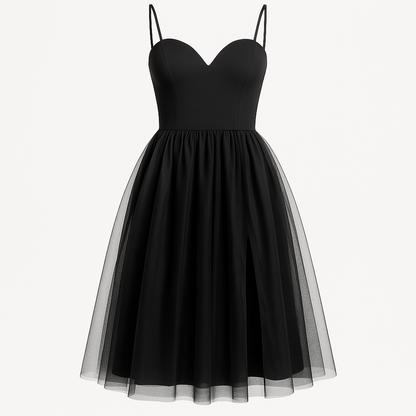 Mesh spaghetti stropper sweetheart prom kjole til homecoming fest, elegant aftenkjole