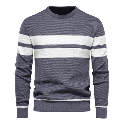 Soft Classic Men's Striped Sweater - Crew Neck, Knit Casual