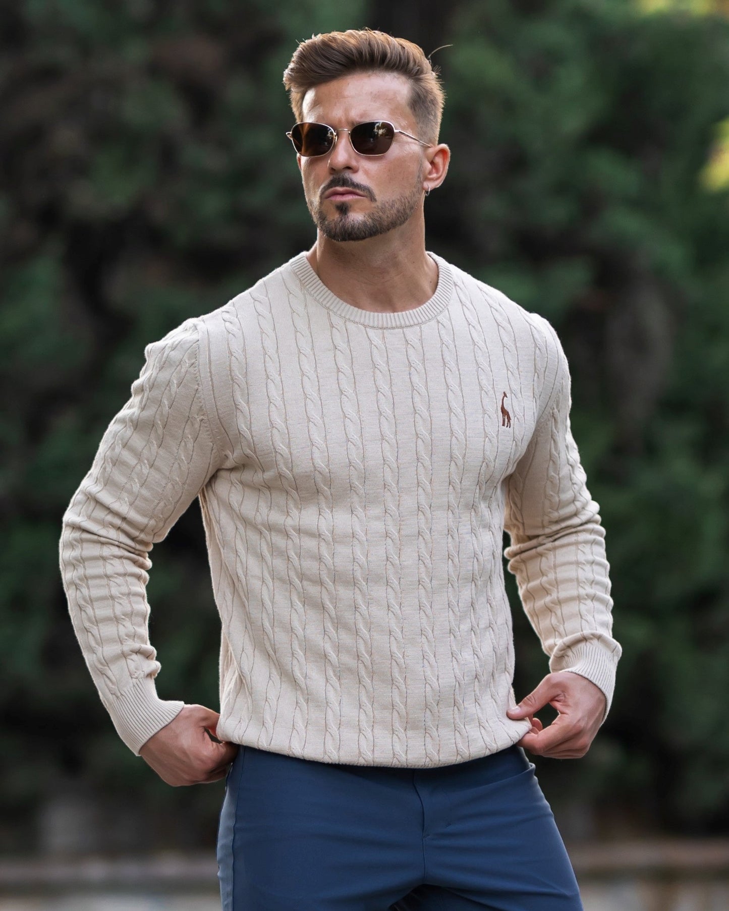 Soft Timeless Men's Cable Knit Sweater - Crewneck, Cotton