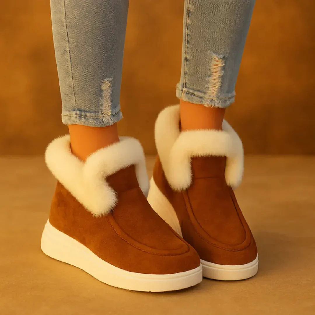 Non-Slip Women’s Boots - Slip-On Ankle, Suede, Winter