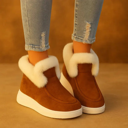 Non-Slip Women’s Boots - Slip-On Ankle, Suede, Winter