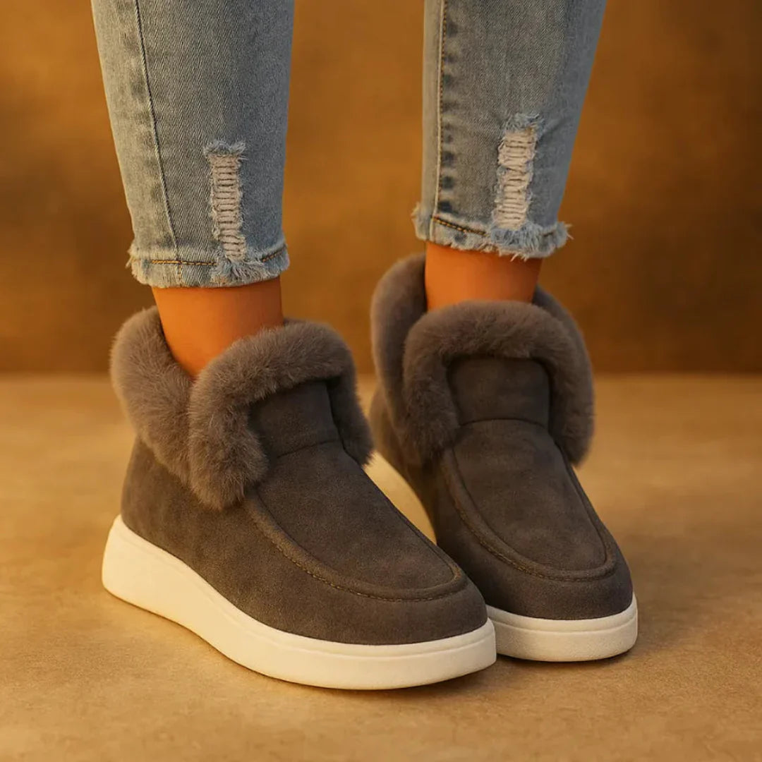 Non-Slip Women’s Boots - Slip-On Ankle, Suede, Winter