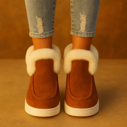 Non-Slip Women’s Boots - Slip-On Ankle, Suede, Winter