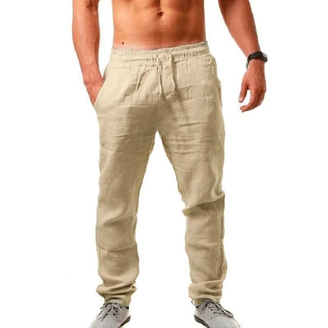 Lightweight Men's Linen Pants - Breathable Casual Trousers in Neutral Colors for Summer Comfort-2