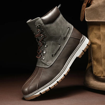 Vandtætte herresnørestøvler - ankel, læder, vinter