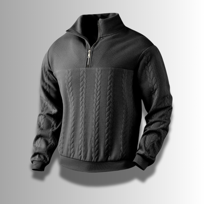 Warm Classic Men's Merino Quarter Zip Sweater – Cable, Wool