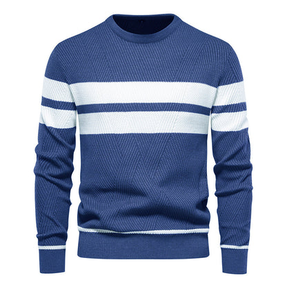 Soft Classic Men's Striped Sweater - Crew Neck, Knit Casual