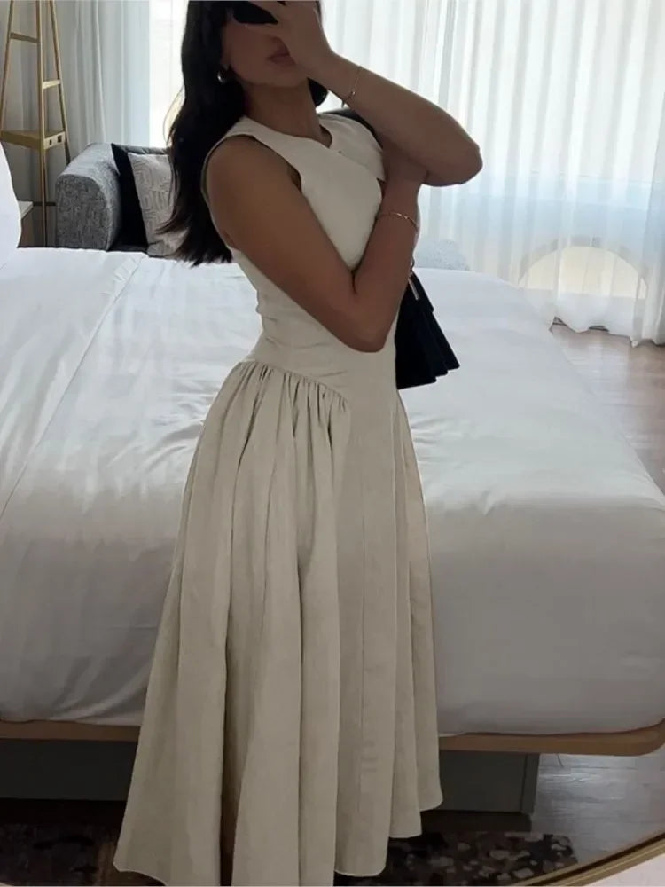 Elegant A-Line Sleeveless Women's Dress with Hollow Out Design for Summer and Formal Occasions 1