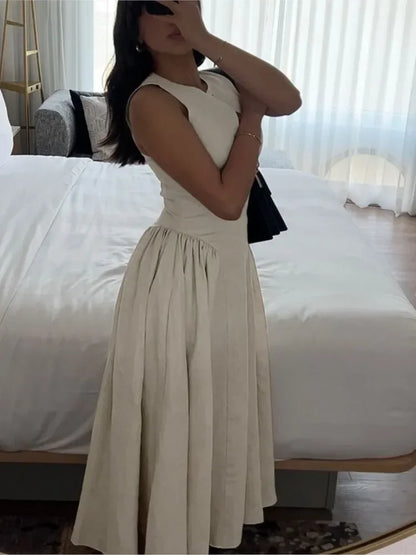 Elegant A-Line Sleeveless Women's Dress with Hollow Out Design for Summer and Formal Occasions 1