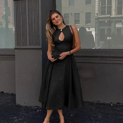 Elegant A-Line Sleeveless Women's Dress with Hollow Out Design for Summer and Formal Occasions 7