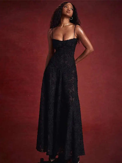 Elegant Backless Lace Maxi Dress for Women, Bodycon Evening Party Dress with Chic Design and Sophisticated Detailing 9