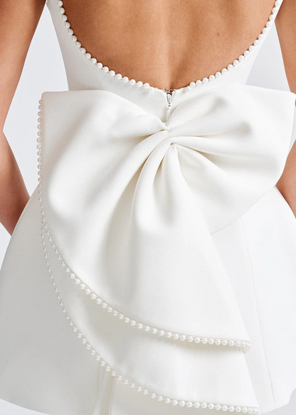 Elegant Pearl Mini Cocktail Dress with Flattering Fit for Formal Occasions and Special Events-4