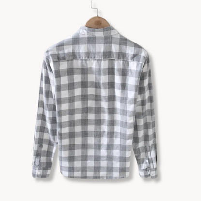 Men's Long Sleeve Checkered Shirt in 100% Cotton, Versatile Button Closure, Classic Style, Available in Various Sizes-3