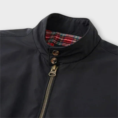 Lightweight Mens Bomber Jacket - Stand Collar, Plaid Lining