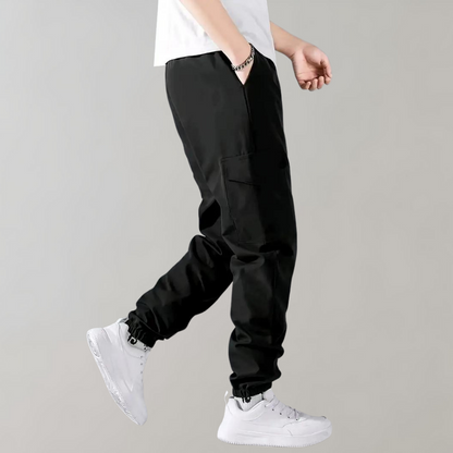 Flexible men's cargo pants – drawstring design, breathable polyester, for casual wear 1