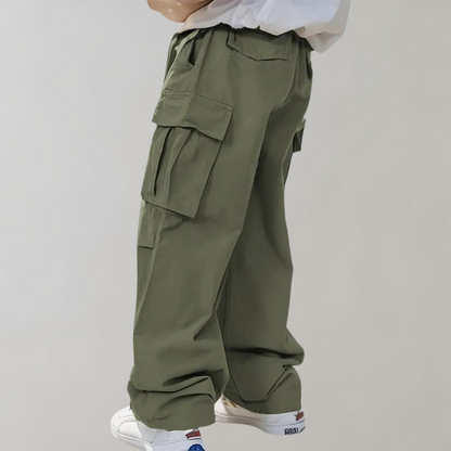 Flexible men's cargo pants – straight leg design, breathable fabric, for summer activities 0