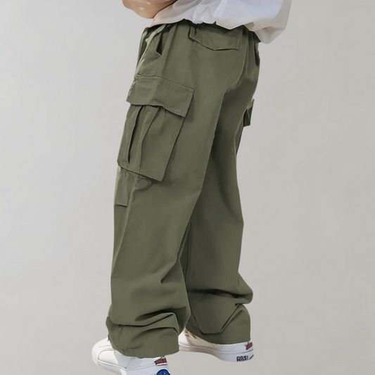 Flexible men's cargo pants – straight leg design, breathable fabric, for summer activities 0