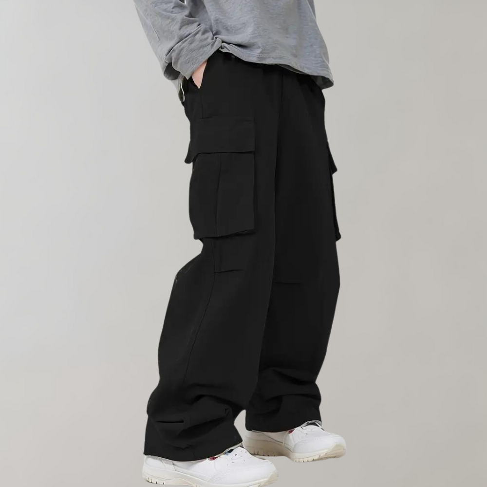 Flexible men's cargo pants – straight leg design, breathable fabric, for summer activities 2