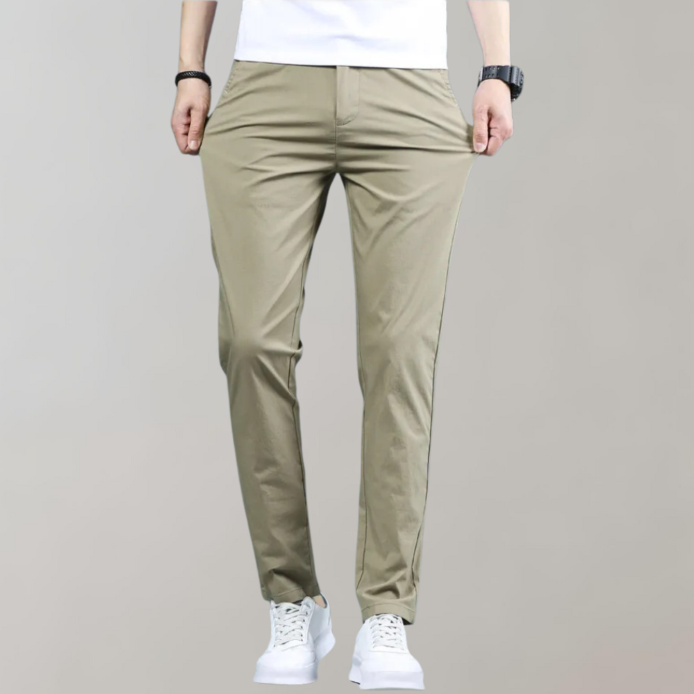 Flexible men's khaki pants – stretch fit, breathable cotton, for casual outings 0