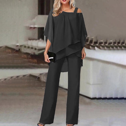 Fließendes Damen Zweiteiler-Set – Cold Shoulder Design, hochwertiger Stoff, für Business und besondere Anlässe 1