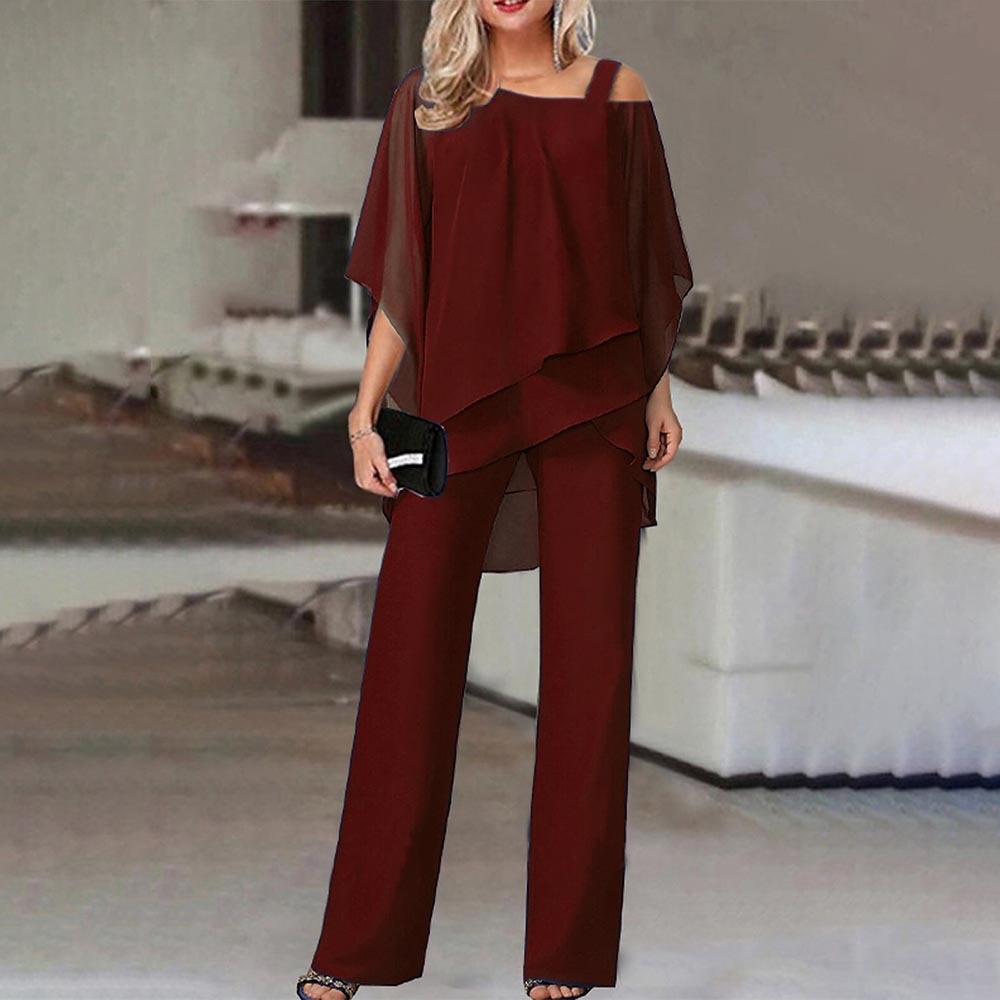 Fließendes Damen Zweiteiler-Set – Cold Shoulder Design, hochwertiger Stoff, für Business und besondere Anlässe 2