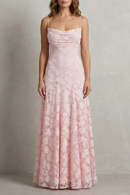 Soft women's dress - backless lace-up, lace-overlay chiffon, for formal occasions