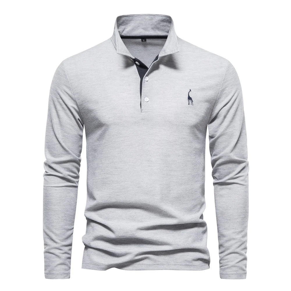 Soft Classic Mens Long Sleeve Polo - Collared Cotton Casual