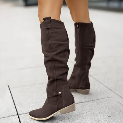 Supportive Women's Knee Boots - Suede Slouch, Everyday