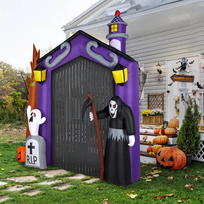 9.8ft Halloween Inflatable Grim Reaper Archway with LED Lights – Spooky Outdoor Yard Decoration