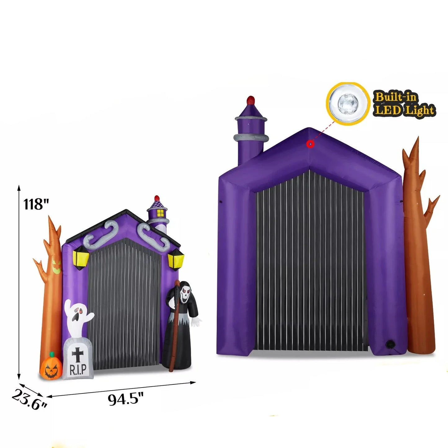 9.8ft Halloween Inflatable Grim Reaper Archway with LED Lights – Spooky Outdoor Yard Decoration