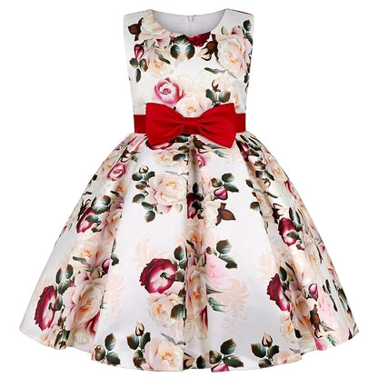 Soft girls' dress - one-shoulder knee-length floral, polyester, for party or wedding