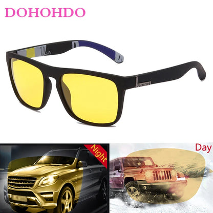 Occhiali da sole polarizzati visione notturna unisex montatura quadrata UV400 anti-riflesso occhiali da guida tendenza autunno 2025